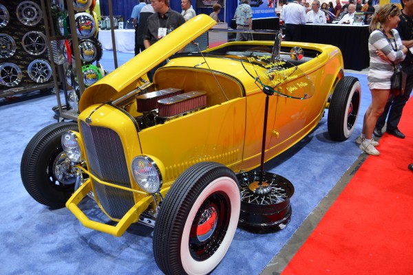 Gold ford roadster hot rod