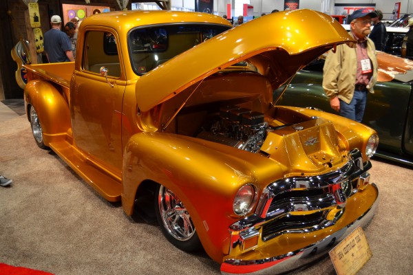 gold 1954 chevy 3100 show truck