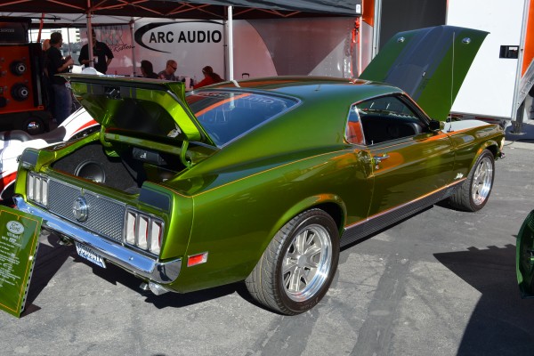 vintage green ford mustang fastback coupe