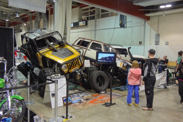 jeep and off road rock crawler display at car show