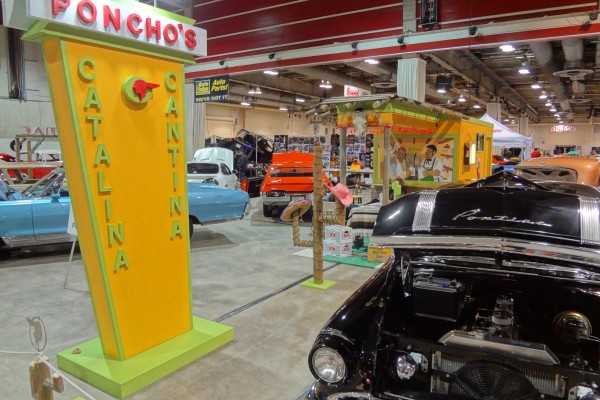 vintage Pontiac car dealer display at car show