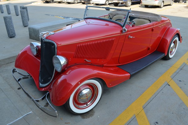 vintage red ford roadster hot rod