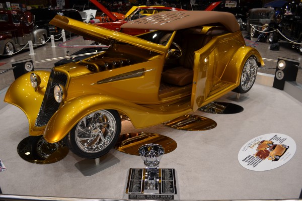 gold custom hot rod show car