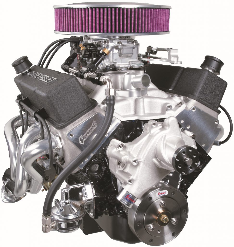 chevy small block engine with summit racing cylinder heads