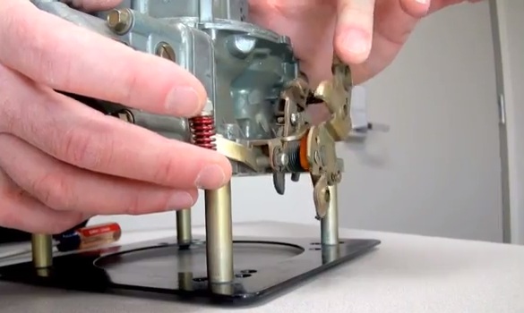 resting a carburetor on a stand