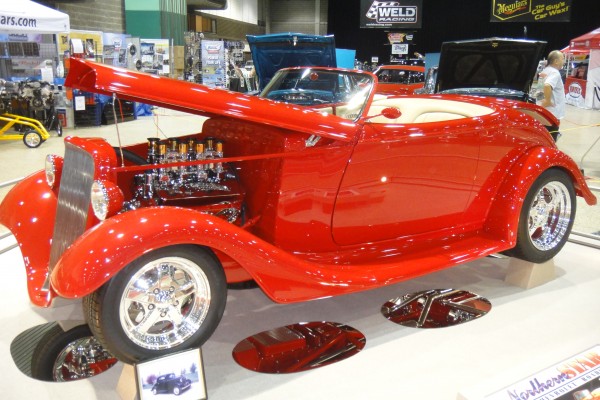 Red ford hot rod roadster show car