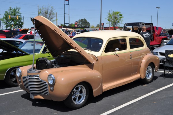 vintage prewar hot rod on display at car show