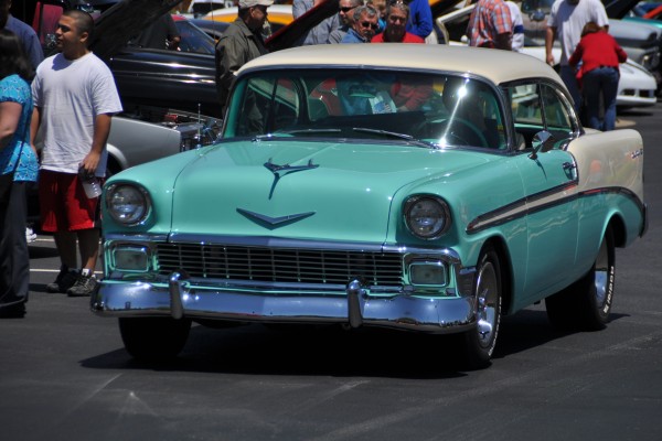 1956 Chevy Bel Air Coupe driving into car show