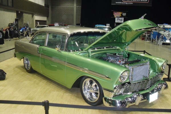 customized green 1956 chevy bel air