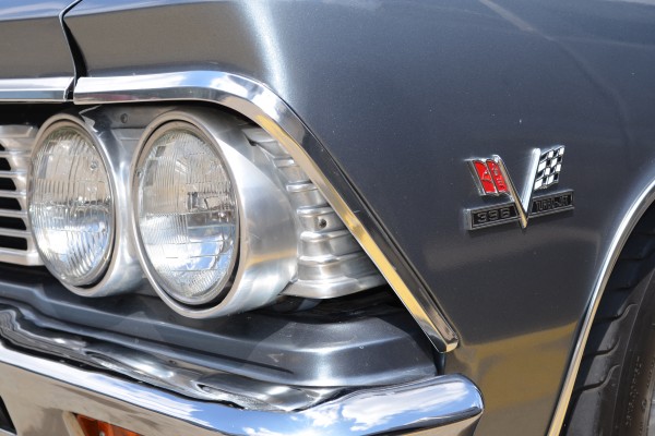 cross flags ss 396 turbo jet emblem on a 1966 Chevy Chevelle