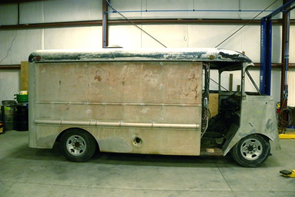 side view of a 1949 chevy step van