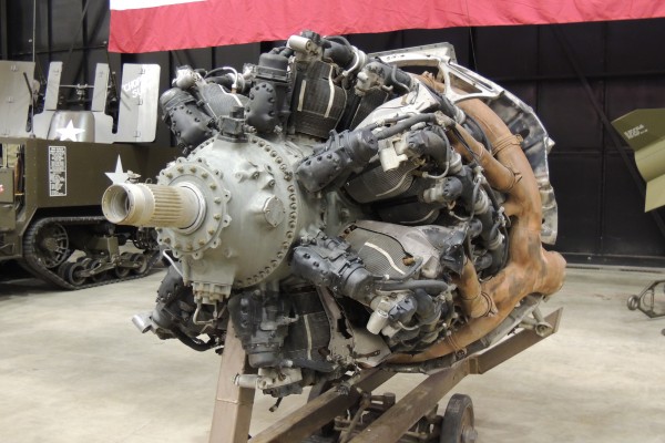 military radial engine on display