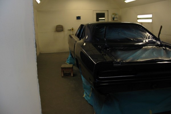dodge super bee in paint booth