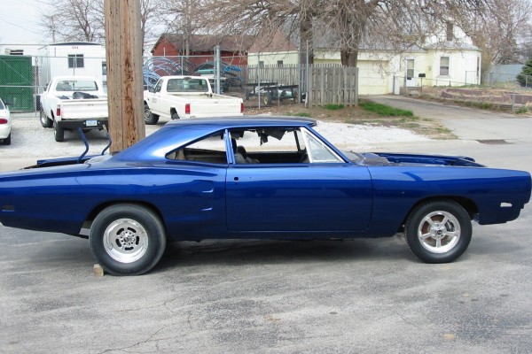 dodge super bee project out of paint booth