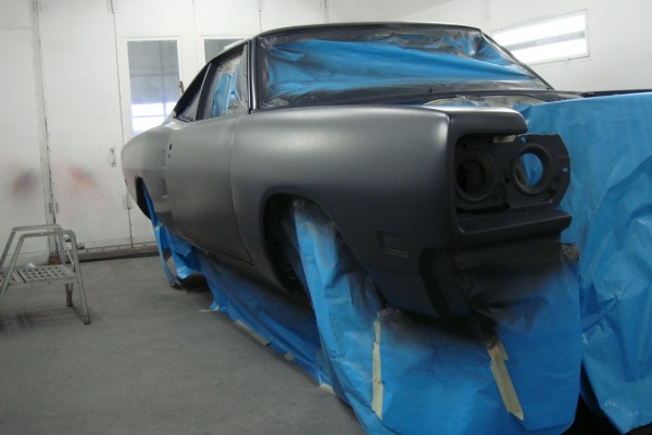 dodge super bee project in primer ready for paint
