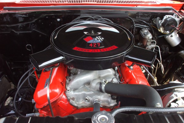 427 turbo jet 425 horsepower v8 engine in a chevy muscle car