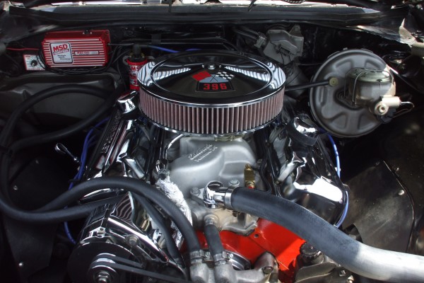 396 v8 engine in a chevy muscle car