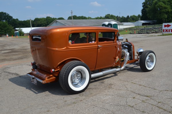 ford tudor coupe with copper paint and whitewalls