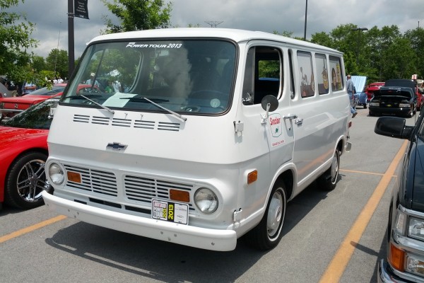white chevy van in Sinclair livery
