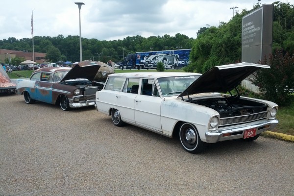 pair of classic chevy cars on hot rod power tour 2103