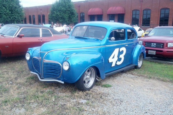 vintage Plymouth coupe in petty 43 livery
