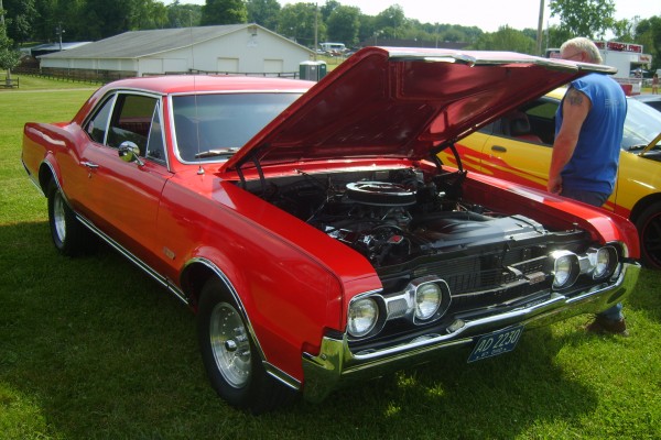 red 1967 olds cutlass 442 coupe