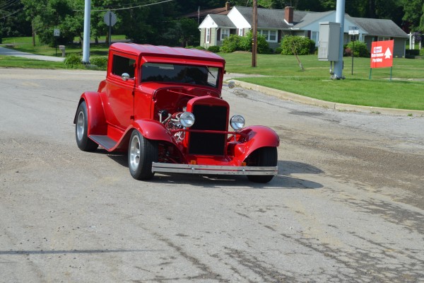 red ford fendered hot rod