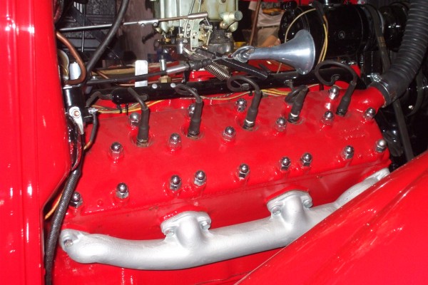 Flathead six engine in an old car