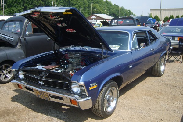 blue 1972 chevy nova ss 350 muscle car
