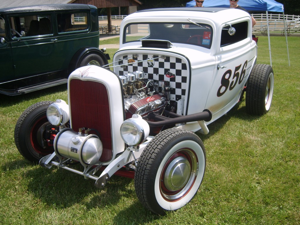 white checkerboard hot rod ford
