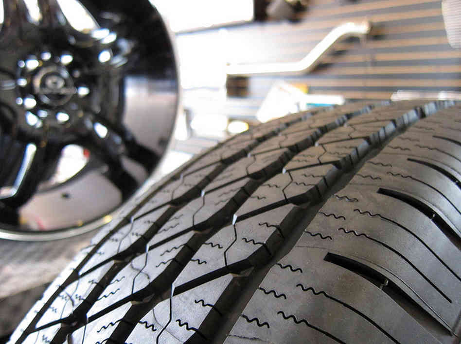 close up of tire tread
