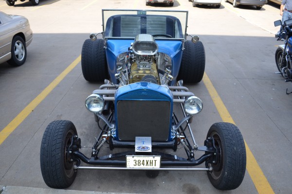 front view of a ford t bucket hot rod roadster