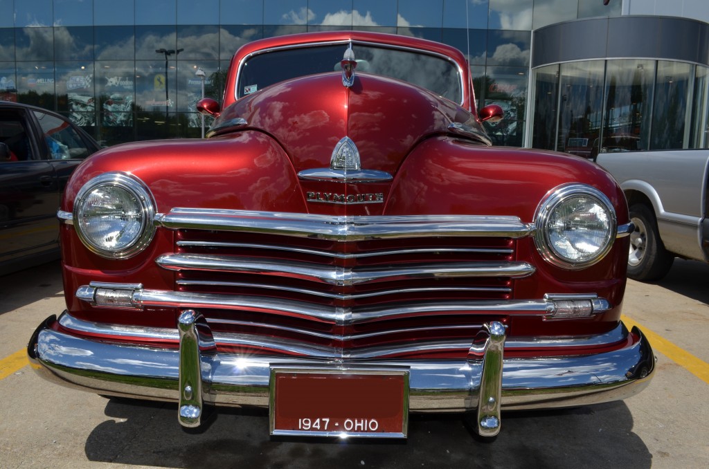 front grille of a 1947 plymouth hot rod coupe