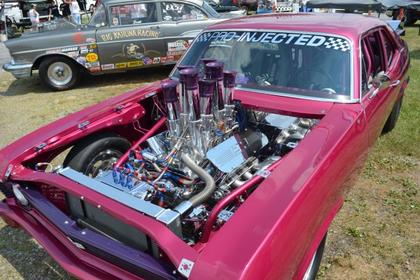 pro street muscle car with velocity stack intake