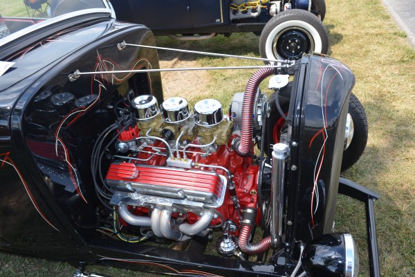 a small block chevy v8 in a ford hotrod coupe