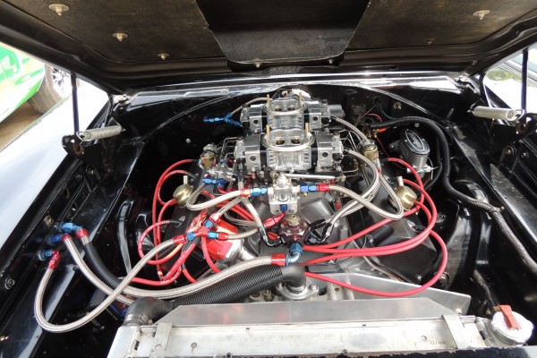 Hemi V8 engine in a classic mopar muscle car