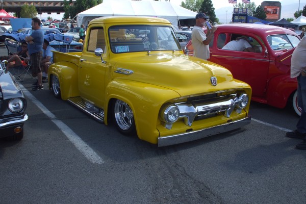 Yellow Ford F-100 truck at Hot August Nights 2013