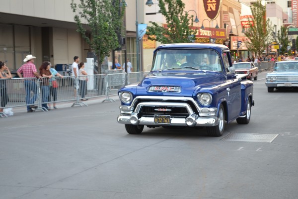 Blue GMC Pickup truck in parade for Hot August Nights 2013