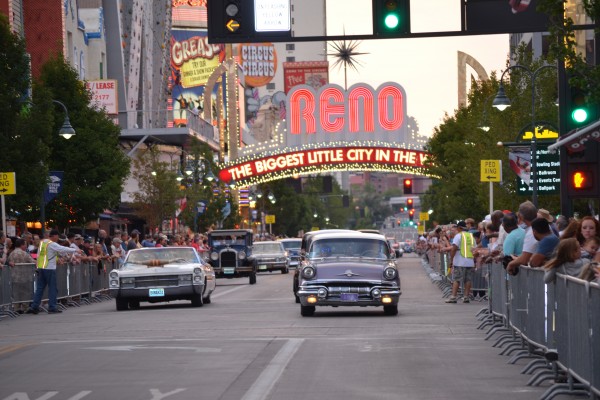 parade of classic cars in Reno Nevada during Hot August Nights 2013