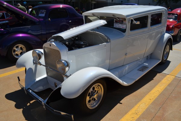 white vintage prewar Studebaker coupe hot rod