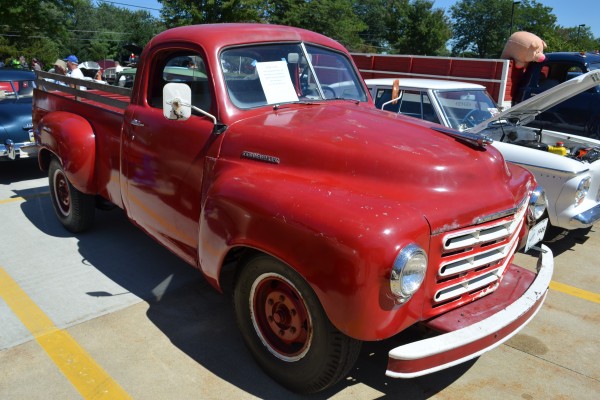 vintage postwar Studebaker stake bed pickup truck