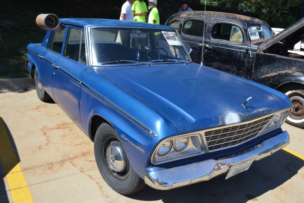 vintage blue Studebaker commander sedan
