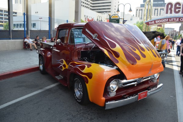 flamed ford hot rod f-100 truck