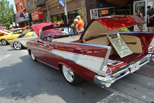 rear view of a custom 1957 chevy bel air convertible
