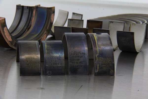 clevite engine bearings on a work table