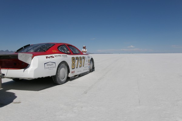 Land Speed Racer prior to run at Bonneville Salt Flats during Speed Week