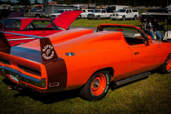 super charger modified 1969 dodge convertible with daytona wing