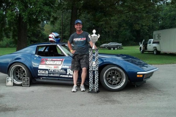 danny popp with c3 corvette stingray and autocross trophy
