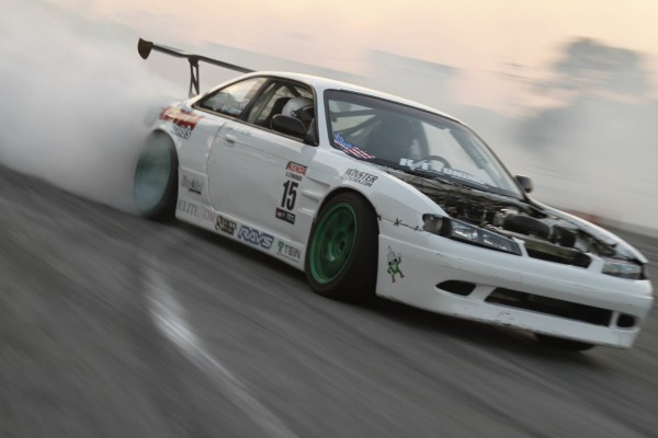 ls swapped Nissan Silvia during a burnout
