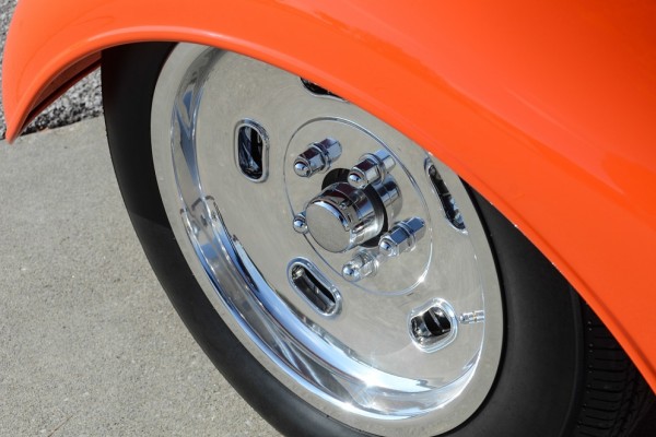 custom wheel on a vintage hot rod show car